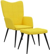 vidaXL Scaun relaxare cu taburet, galben muștar, textil