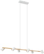 Lampa suspendată inteligentă din lemn cu 6 lumini dreptunghiulare albe, inclusiv Wifi GU10 - Jeana Straight