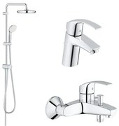 Pachet promo: Coloana dus (26381001), baterie cada/dus (33300002), baterie lavoar Grohe Eurosmart S (33265002)