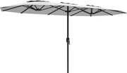 Outsunny Umbrelă Dublă de Grădină 4.6x2.7 m, Umbrelă de Exterior cu Manivelă, Husă Protectoare, 12 Spițe, Anti UV 50+, pentru Terasă Balcon Piscină Grădină, Alb | Aosom Romania