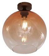 Plafonieră Art Deco bronz închis cu sticlă maro - Sandra