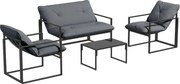 Outsunny Set Mobilier de Exterior cu Măsuță din Sticlă, Canapea, 2 Fotolii și Perne, Gri | Aosom Romania