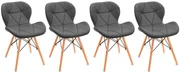 Scaune de sufragerie 4buc din piele, Grey