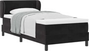 vidaXL Pat cu arcuri cu saltea cu headboard Negru 100 x 200 cm Catifea