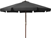 vidaXL Umbrelă de soare de exterior, stâlp din lemn, antracit, 330 cm