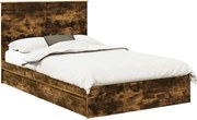 vidaXL Pat cu storage Stejar fumuriu 120 x 190 cm Lemn compozit