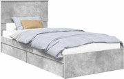 vidaXL Pat cu storage Gri din beton 90 x 190 cm Lemn compozit