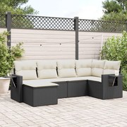 vidaXL Set mobilier de grădină cu perne, 6 piese, negru, poliratan