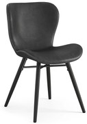 MAZZONI EXPORT ALTEA Piele ecologică Neagră (Gri închis)/picioare negre - SCAUN MODERN PENTRU LIVING/SUFRAGERIE/BUCĂTĂRIE/BIROU