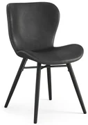 MAZZONI EXPORT ALTEA Piele ecologică Neagră (Gri închis)/picioare negre - SCAUN MODERN PENTRU LIVING/SUFRAGERIE/BUCĂTĂRIE/BIROU