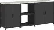 vidaXL Set de depozitare pentru bucătărie cu raft cu ușă 3 pcs Negru