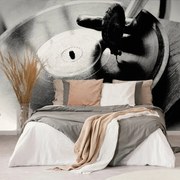 Fototapet gramofon antic în alb-negru