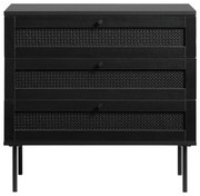 Comodă neagră joasă cu aspect de lemn de stejar 80x75 cm Pensacola – Unique Furniture