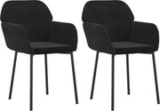 vidaXL Scaune de bucătărie, 2 buc., negru, catifea