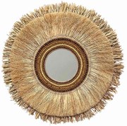 Oglinda decorativa impletita manual din rafie RAFFIA WOOD, 60-65 cm