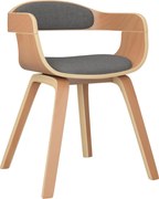 vidaXL Scaun de bucătărie, gri deschis, lemn curbat & țesătură