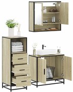 vidaXL Set mobilier de baie, 3 piese, stejar sonoma, lemn prelucrat