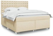 vidaXL Pat continental cu saltea, crem, 180x200 cm, textil