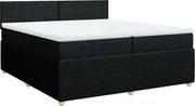 vidaXL Pat box spring cu saltea, negru, 200x200 cm, textil