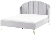 Pat matrimonial 140 cm Alise (gri) (cu somieră). 1077497