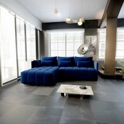 Colțar extensibil dumonde cu ladă de depozitare si sezut confortabil din spuma high-density, Malta Royal Blue 235x185 cm