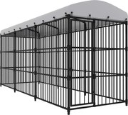 vidaXL Padoc pentru câini de exterior, cu acoperiș, 450 x 150 x 210 cm
