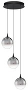 Lustra moderna cu 3 pendule LED, Metal, Sticla, Fumuriu, ORENDA