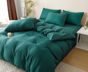 Lenjerie Pat Dublu, Jacquard Finetat, 6 Piese - Verde Smarald