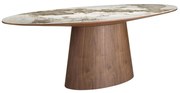 Masa ovala marmura portelanata Walnut 220x112cm