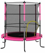 vidaXL Trambulină cu plasă de siguranță, roz, 140x160cm, rotundă