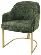 Set 2 scaune, Stofa Chenila, Verde inchis, Metal, Auriu, EXTRAVAGANCIA