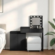 vidaXL Masă de toaletă cu LED, negru, 115x37x110,5 cm