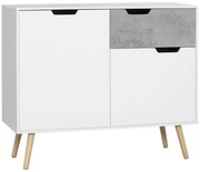 HOMCOM Dulap Depozitare Modern cu Sertar și 2 Uși, Mobilier Funcțional, 98x39x81.5 cm, Gri | Aosom Romania