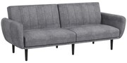HOMCOM Canapea Extensibilă cu Spătar Rabatabil pe 3 Niveluri și 3 Locuri, Canapea Modernă din Material și Lemn, 208x84x82 cm | Aosom Romania