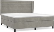 vidaXL Pat box spring cu saltea, gri deschis, 160x200 cm, catifea