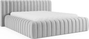 Pat matrimonial gri deschis tapițat cu spațiu de depozitare cu somieră 160x200 cm Carilla – ELTAP