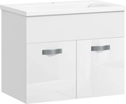 Kleankin Dulap de Baie Suspendat cu Chiuvetă, Dulap cu 2 Uși cu Chiuvetă și Balamale Amortizate, 61x40x50 cm, Alb Lucios | Aosom Romania