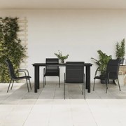 vidaXL Set mobilier de grădină, 5 piese, negru, oțel și textilenă