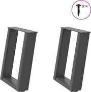 vidaXL Picioare pentru măsuță de cafea în formă de U, 2 buc., antracit, 38x(42-43) cm, oțel