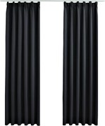 vidaXL Draperii opace cu cârlige, 2 buc., negru, 140 x 245 cm
