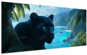 Tablou - Pantera neagră în junglă (120x50 cm)