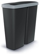 Coș de gunoi DUO negru, 50 l, gri/negru