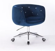 HR333K Scaun Bleumarin Catifea cu Bază Cromata