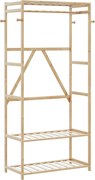 vidaXL Cuier pentru haine cu rafturi, 80x40x175 cm, bambus