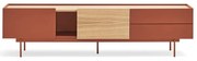 Comodă TV cărămiziu-natural cu aspect de lemn de stejar 180x45 cm Otto – Teulat
