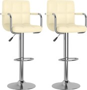 vidaXL Scaune de bar, 2 buc., crem, piele ecologică