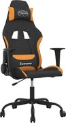 vidaXL Scaun de gaming cu masaj, negru și portocaliu, textil