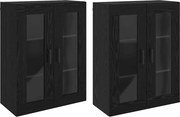 vidaXL Mobilier cu Montaj pe Perete 2 pcs Stejar negru