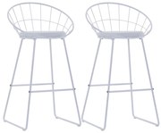 vidaXL Scaune de bar, 2 buc., alb, piele ecologică