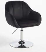 HR2055N Scaun Neagră din Catifea cu Bază Cromata